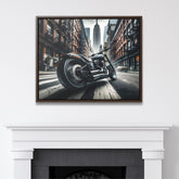 Urban Motorcycle Framed Canvas Art